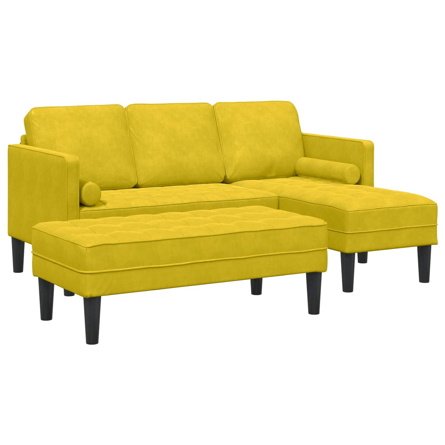 Sofa Sæt 2 stk. Gul Polyester