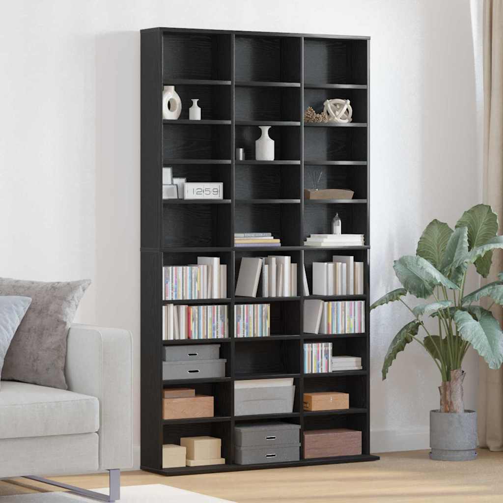 CD Skab med hylde Sort eg 101 x 23 x 177,5 cm Konstrueret træ