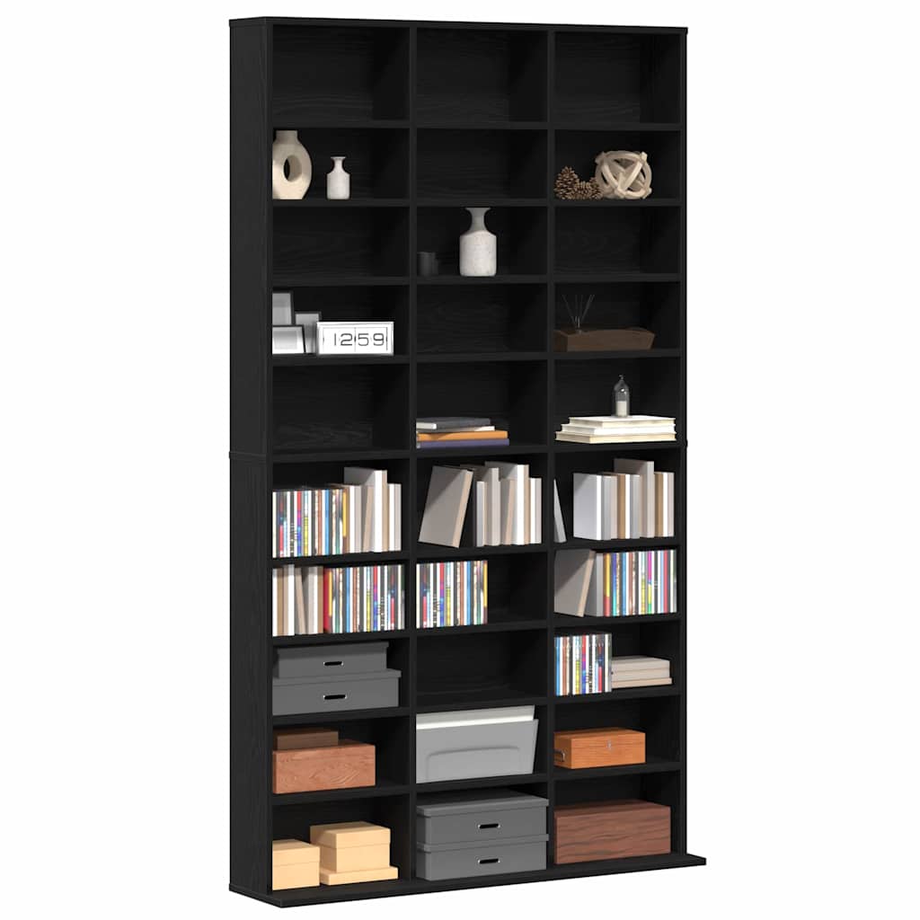 CD Skab med hylde Sort eg 101 x 23 x 177,5 cm Konstrueret træ