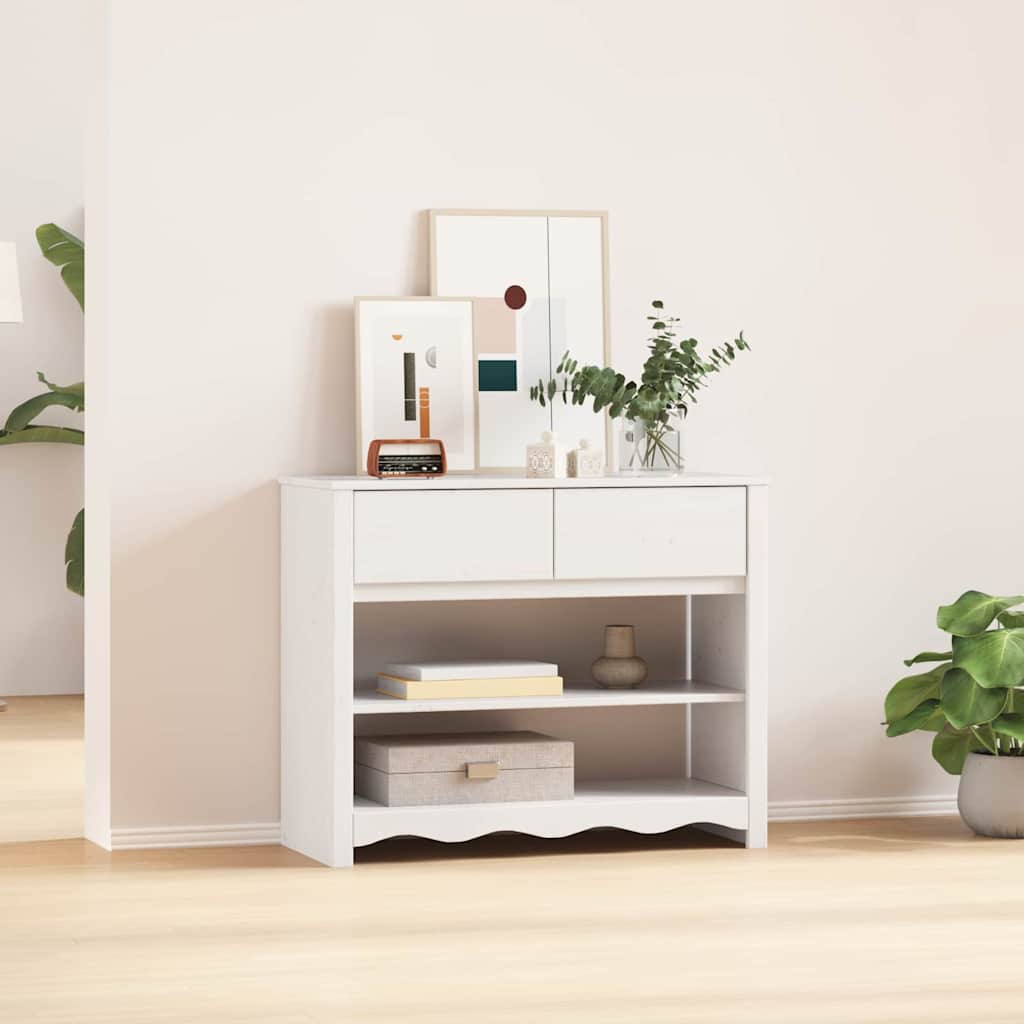 Konsolbord Drammen Hvid 89,5 x 37 x 73 cm Massiv fyrretræ billede
