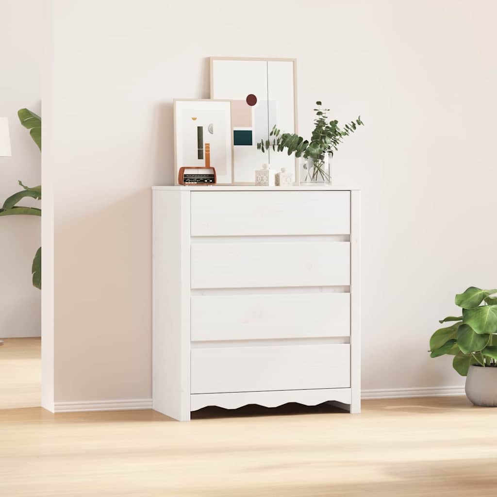 Skuffeskab Drammen Hvid 76,5 x 40 x 91 cm Massivt fyrretræ