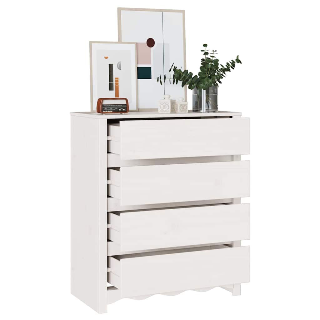 Skuffeskab Drammen Hvid 76,5 x 40 x 91 cm Massivt fyrretræ