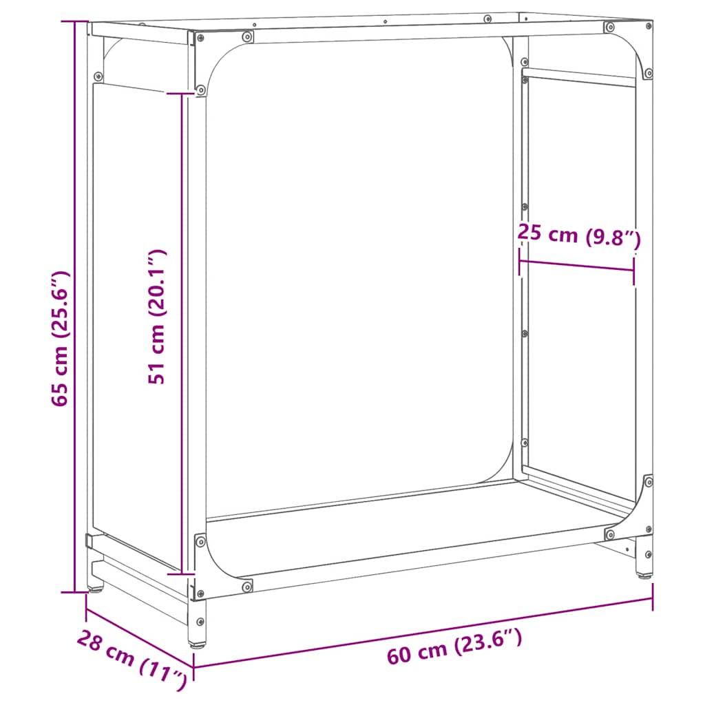 brændestativ 60x28x65 cm koldvalset stål antracitgrå
