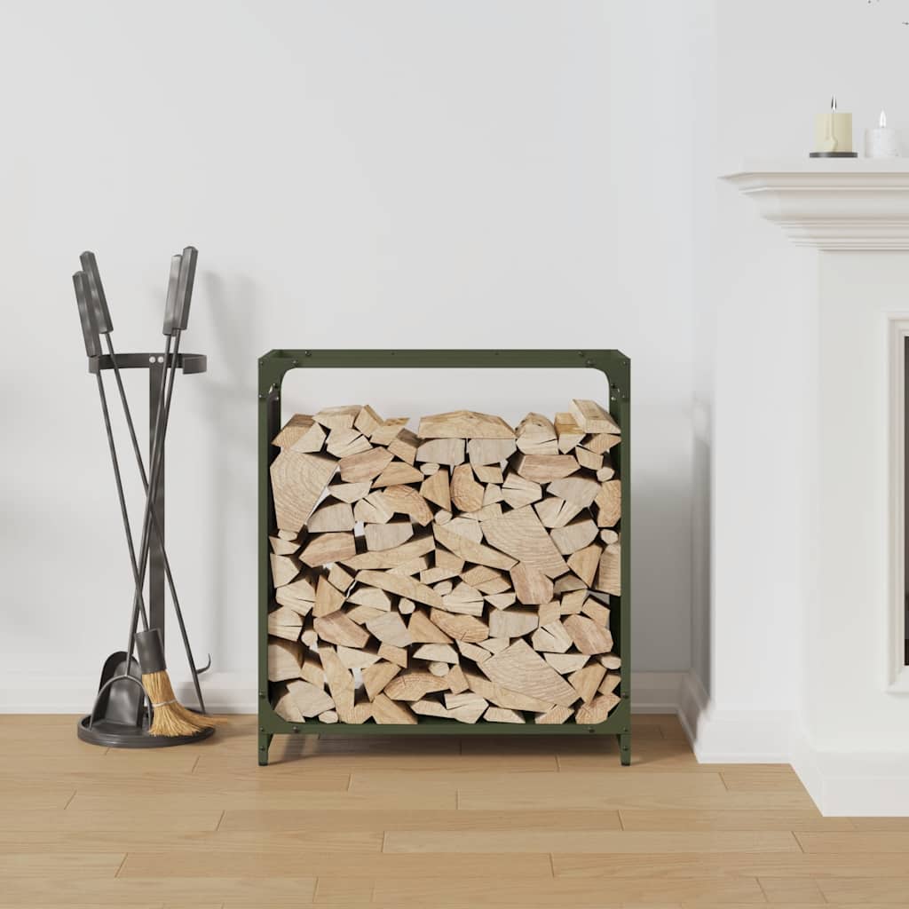 brændestativ 60x28x65 cm koldvalset stål olivengrøn