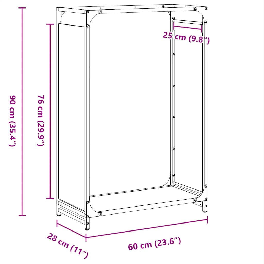 brændestativ 60x28x90 cm koldvalset stål antracitgrå