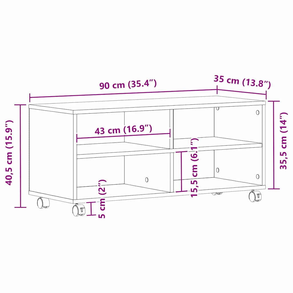 TV-skab Sort 90 x 35 x 40.5 cm Konstrueret træ
