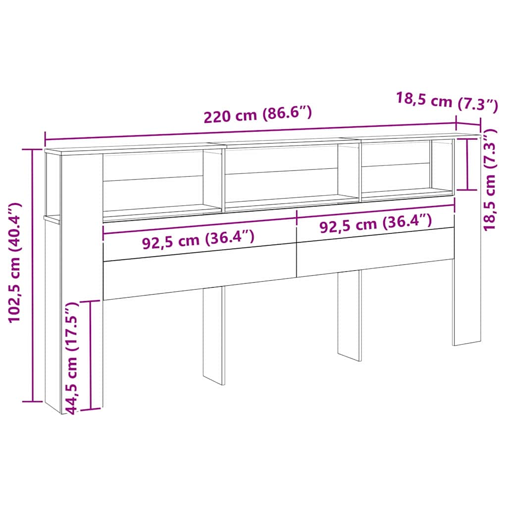 Hovedgærde Skab Sort eg 220 x 18,5 x 102,5 cm Konstrueret træ