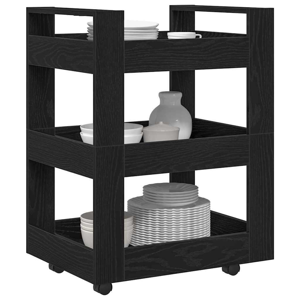 Køkkenvogn Sort eg 60 x 45 x 80 cm Konstrueret træ