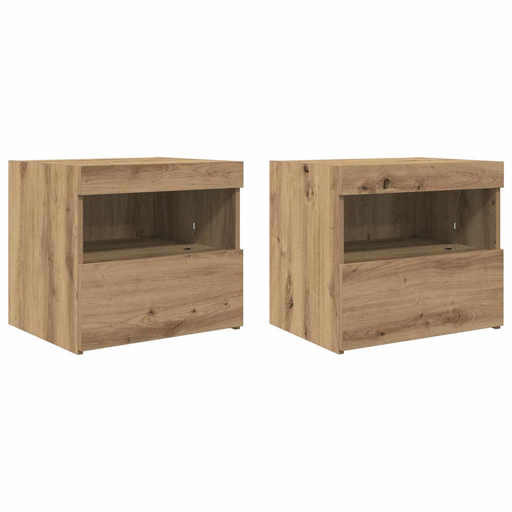 Natskab 2 pcs Artisan Egetræ 50 x 40 x 45 cm Konstrueret træ