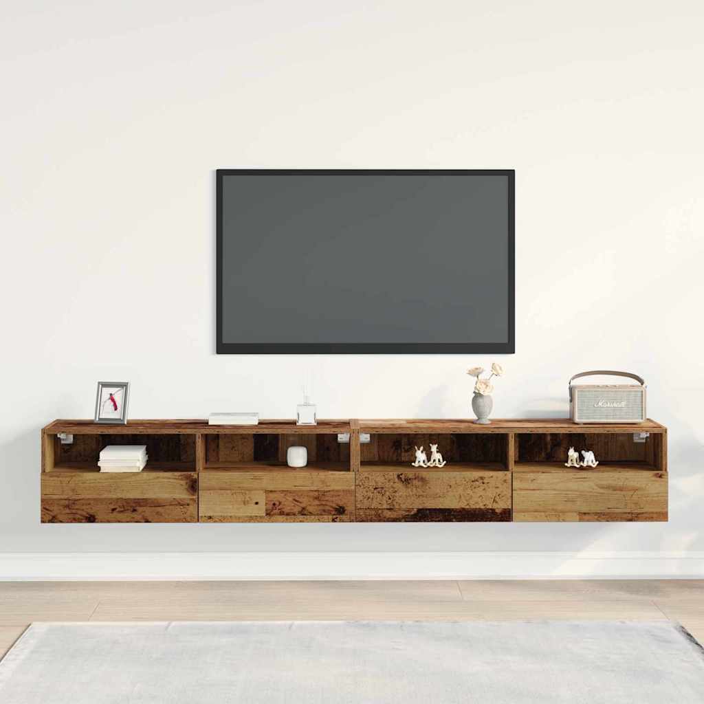 TV vægskab 2 pcs Gammelt træ 100 x 30 x 30 cm Konstrueret træ