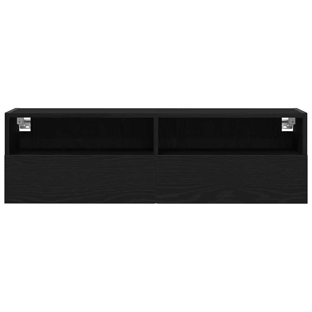 TV vægskab 2 pcs Sort eg 100 x 30 x 30 cm Konstrueret træ