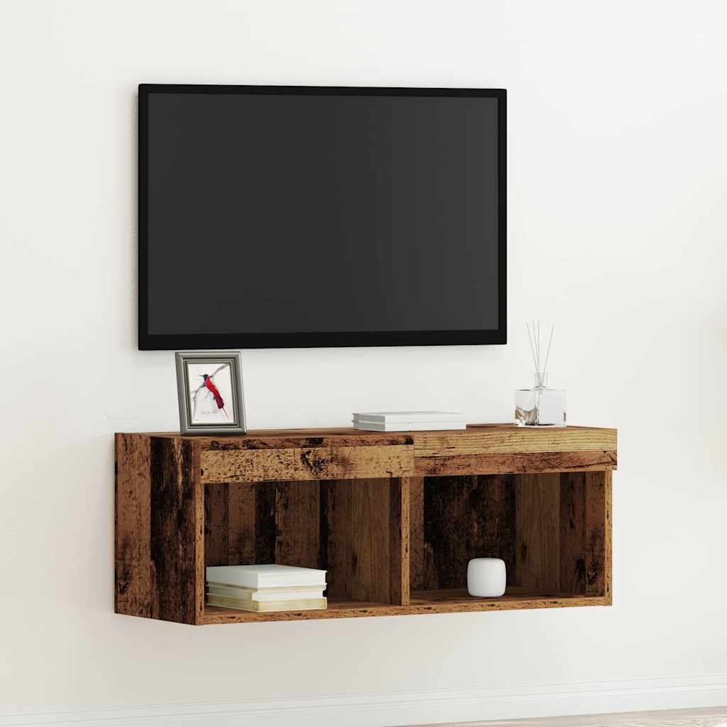 TV-møbelsæt med LED Gammelt træ 80 x 30 x 30 cm Konstrueret træ