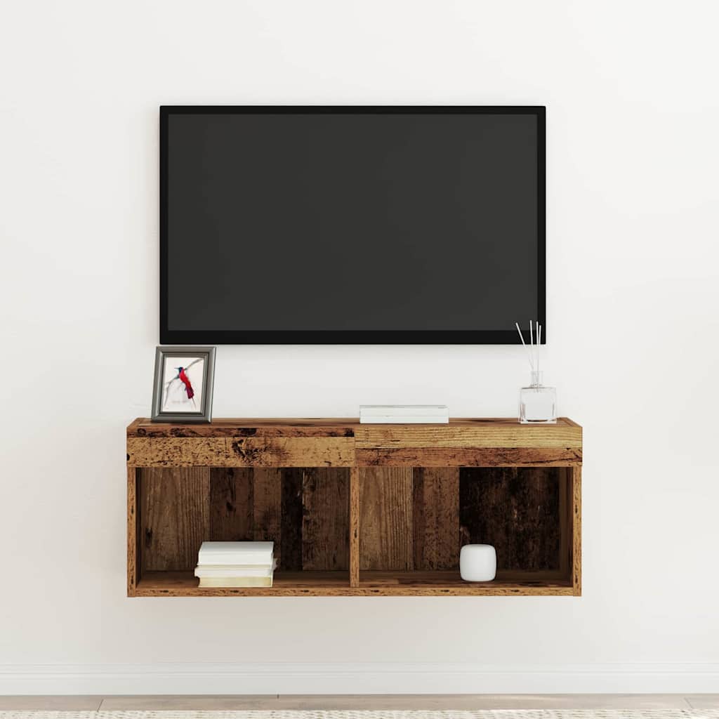 TV-møbelsæt med LED Gammelt træ 80 x 30 x 30 cm Konstrueret træ