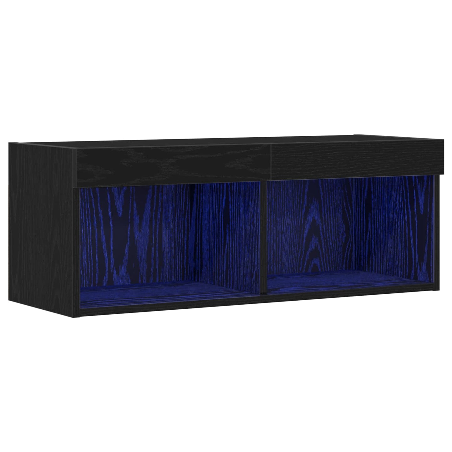 TV-møbelsæt med LED Sort eg 80 x 30 x 30 cm Konstrueret træ