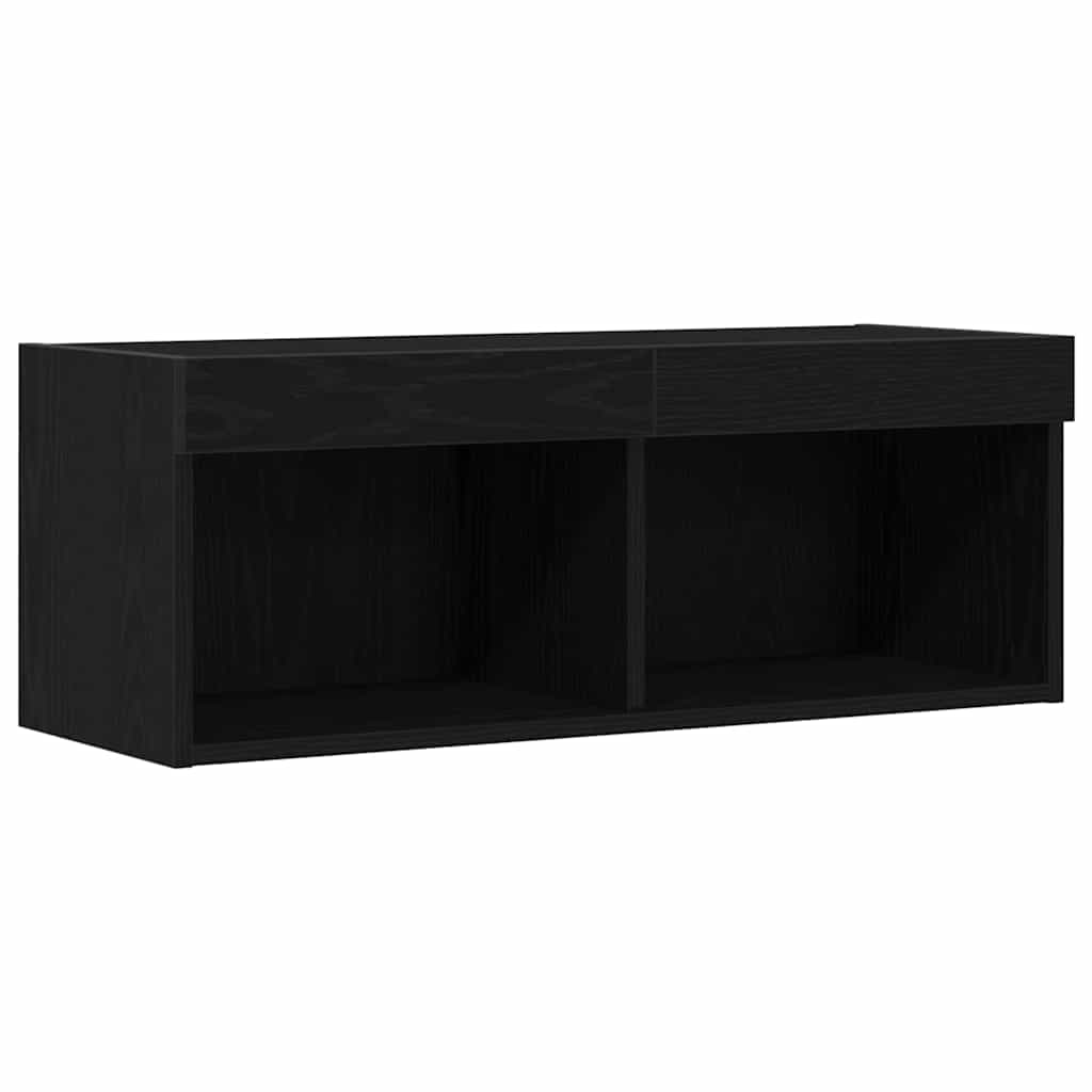 TV-møbelsæt med LED Sort eg 80 x 30 x 30 cm Konstrueret træ