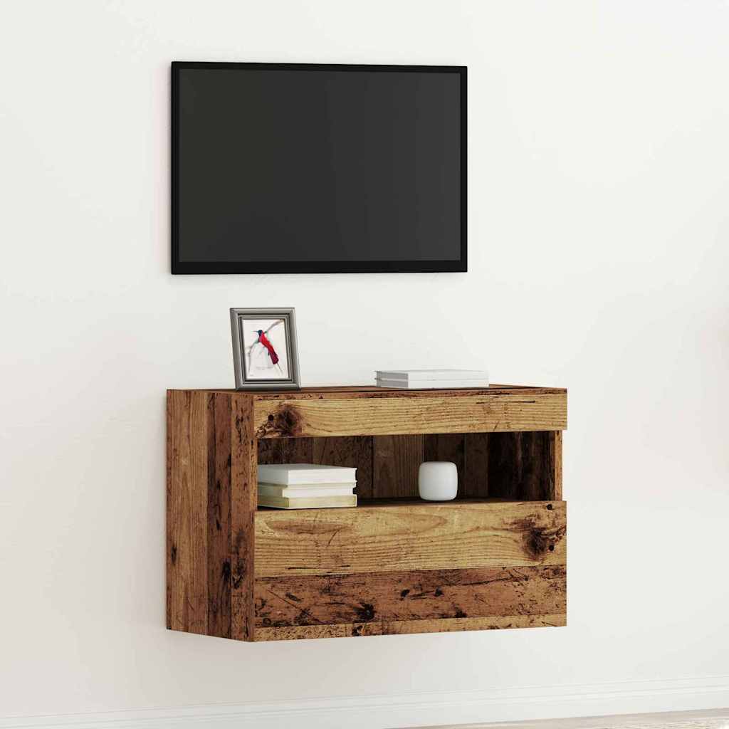 TV vægskab med LED Gammelt træ 60 x 30 x 40 cm Konstrueret træ