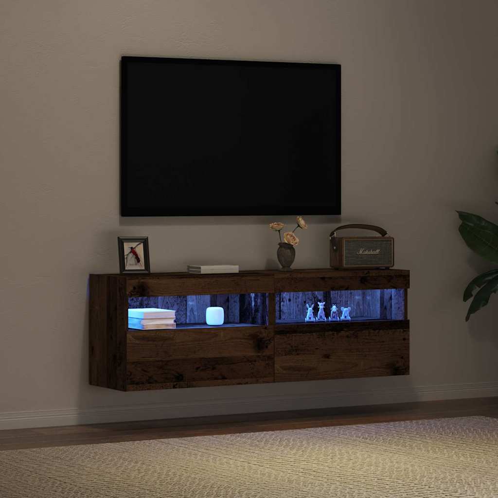 TV vægskab 2 pcs Gammelt træ 60 x 30 x 40 cm Konstrueret træ