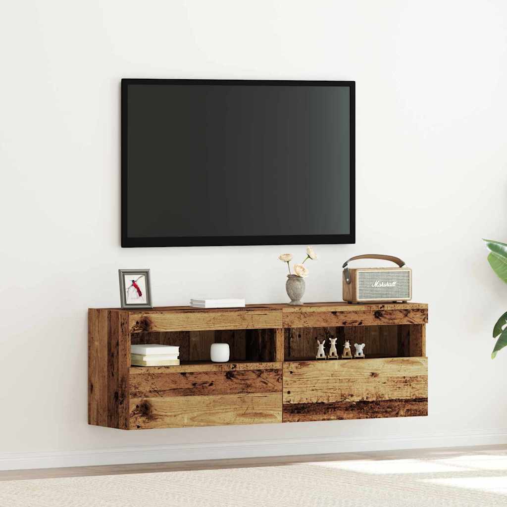 TV vægskab 2 pcs Gammelt træ 60 x 30 x 40 cm Konstrueret træ