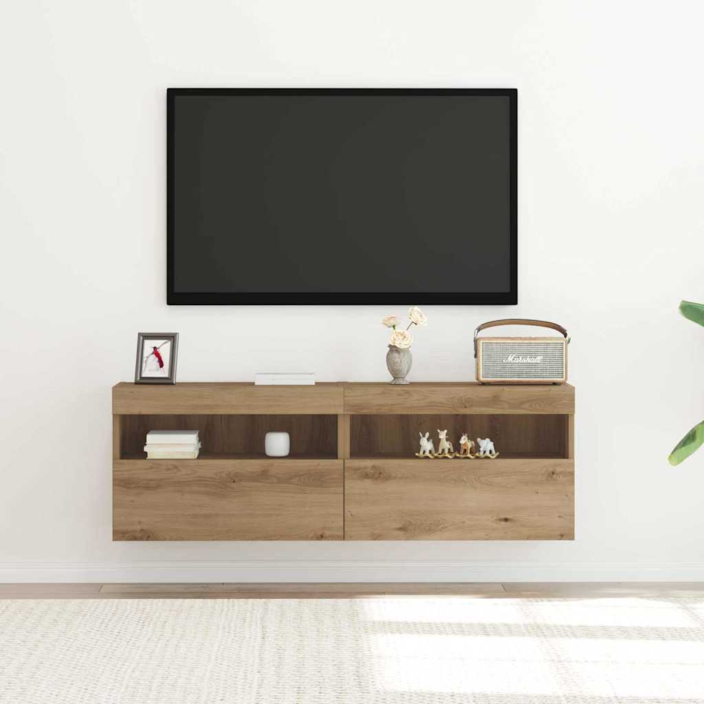 TV vægskab 2 pcs artisan eg Konstrueret træ