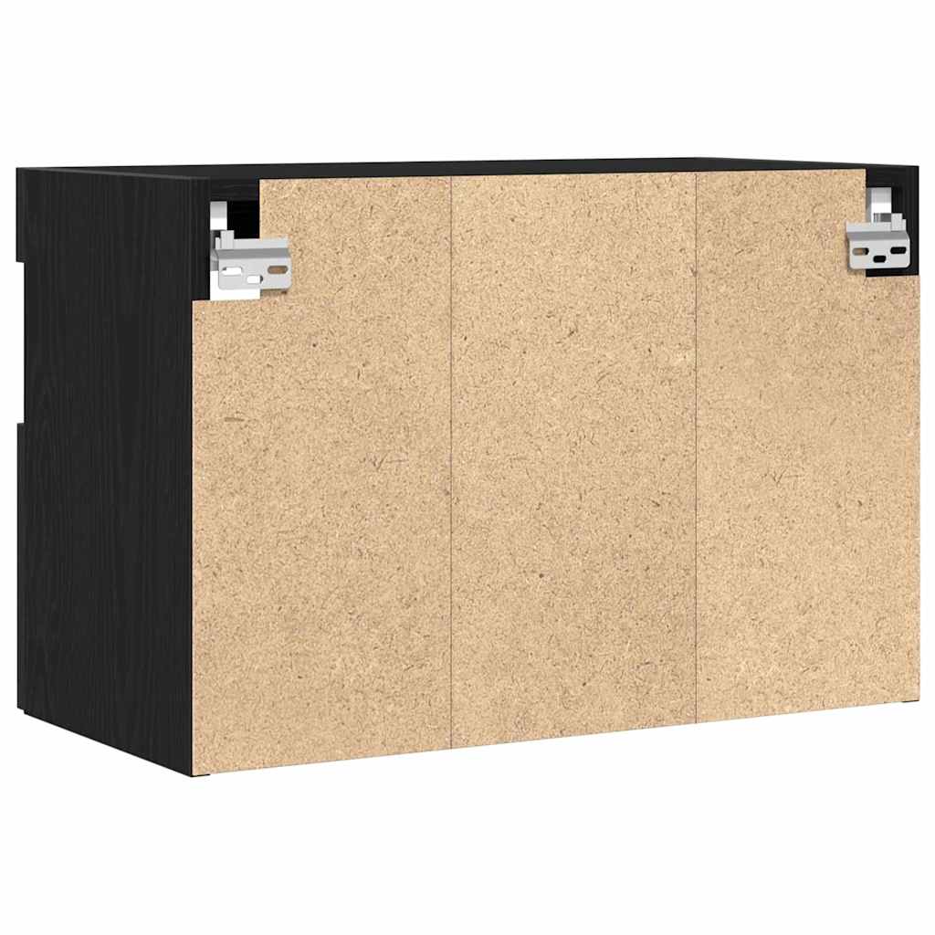 TV vægskab med LED Sort eg 60 x 30 x 40 cm Konstrueret træ