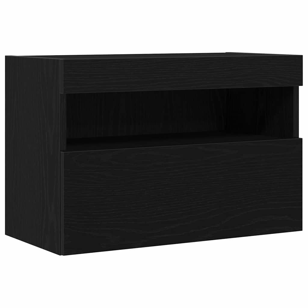 TV vægskab 2 pcs Sort eg 60 x 30 x 40 cm Konstrueret træ