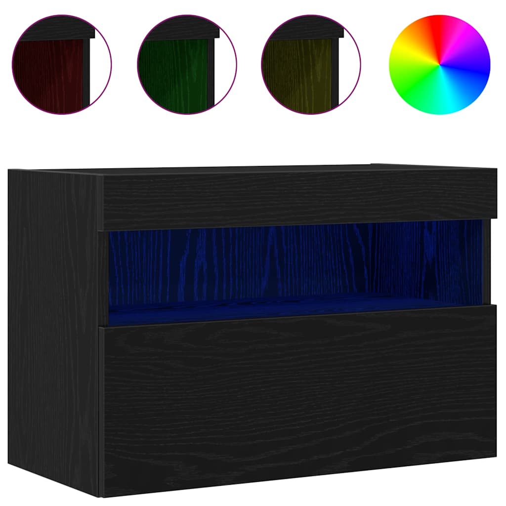 TV vægskab 2 pcs Sort eg 60 x 30 x 40 cm Konstrueret træ