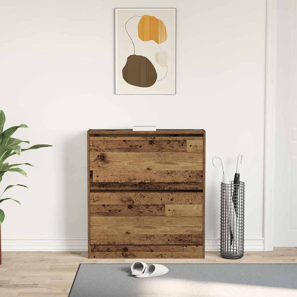 Sko skab med dør Gammelt træ 80 x 21 x 87,5 cm Konstrueret træ