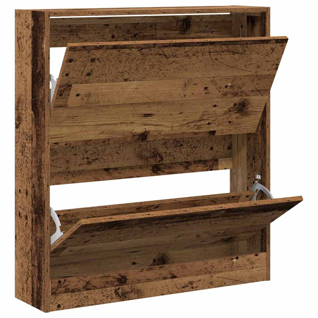Sko skab med dør Gammelt træ 80 x 21 x 87,5 cm Konstrueret træ