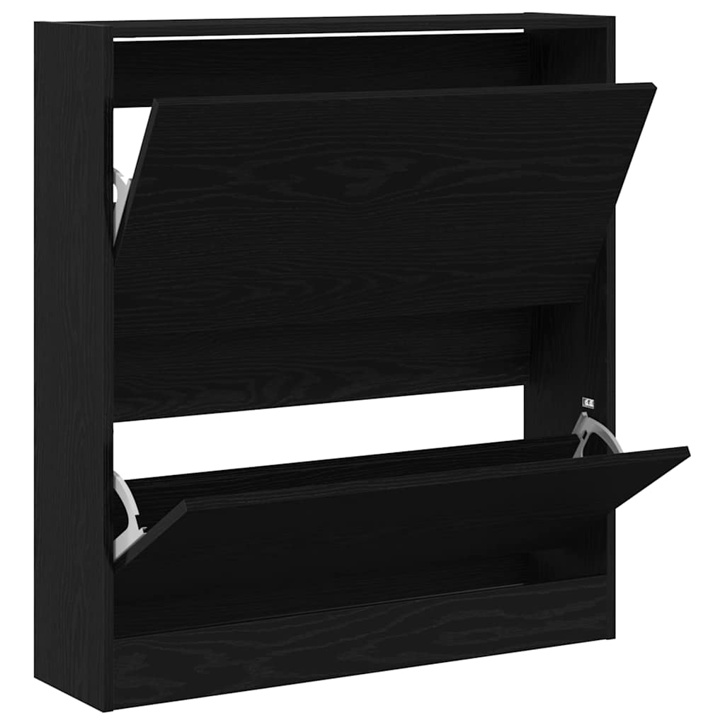 Sko skab med hylde Sort eg 80 x 21 x 87,5 cm Konstrueret træ