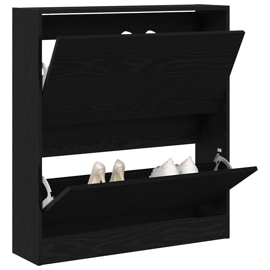 Sko skab med hylde Sort eg 80 x 21 x 87,5 cm Konstrueret træ