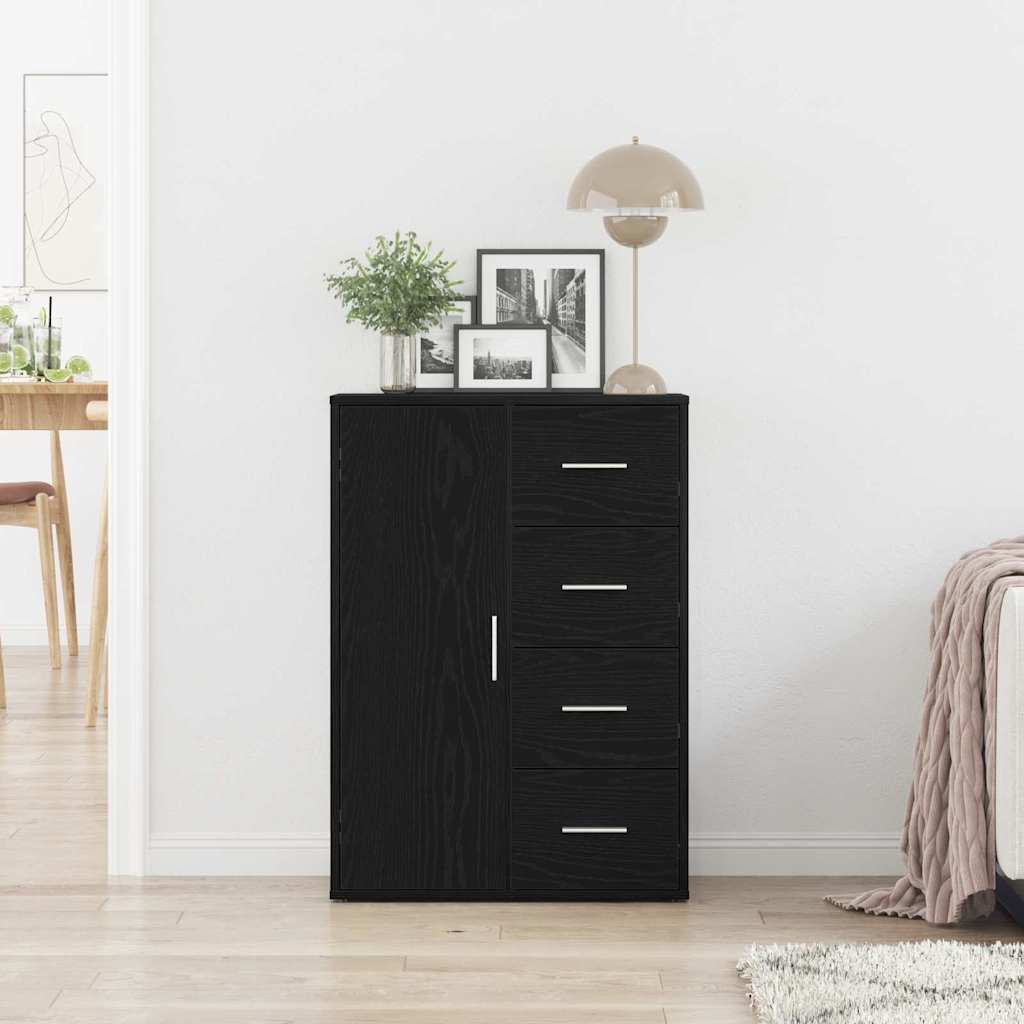 Sideboard med skuffe Sort eg 60 x 31 x 84 cm Konstrueret træ