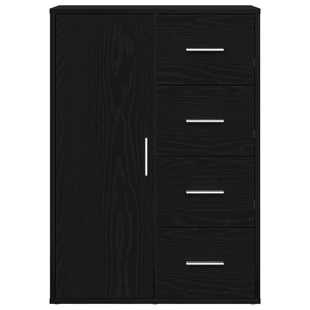 Sideboard med skuffe Sort eg 60 x 31 x 84 cm Konstrueret træ