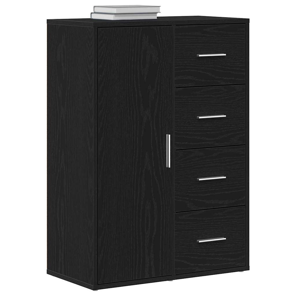 Sideboard med skuffe Sort eg 60 x 31 x 84 cm Konstrueret træ