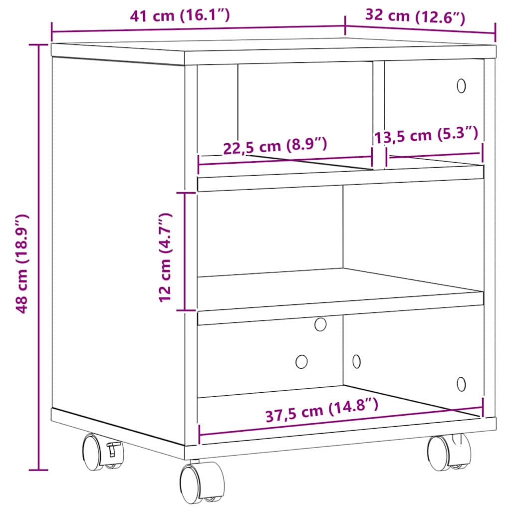 Printerstand Sort eg 41 x 32 x 48 cm Konstrueret træ