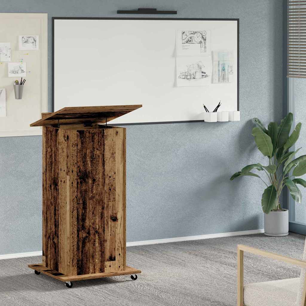 Podium med skuffe Gammelt træ 55 x 55 x 107 cm Konstrueret træ