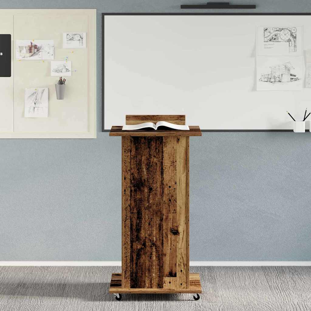 Podium med skuffe Gammelt træ 55 x 55 x 107 cm Konstrueret træ