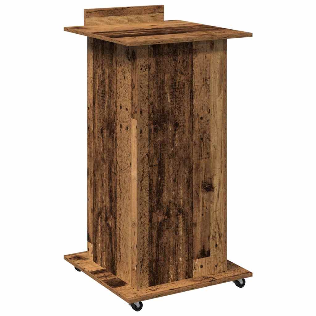 Podium med skuffe Gammelt træ 55 x 55 x 107 cm Konstrueret træ