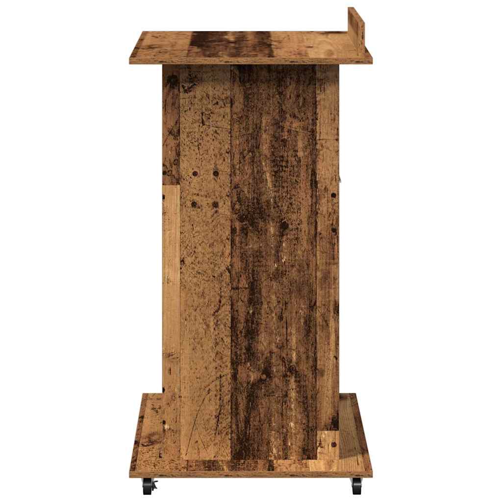 Podium med skuffe Gammelt træ 55 x 55 x 107 cm Konstrueret træ