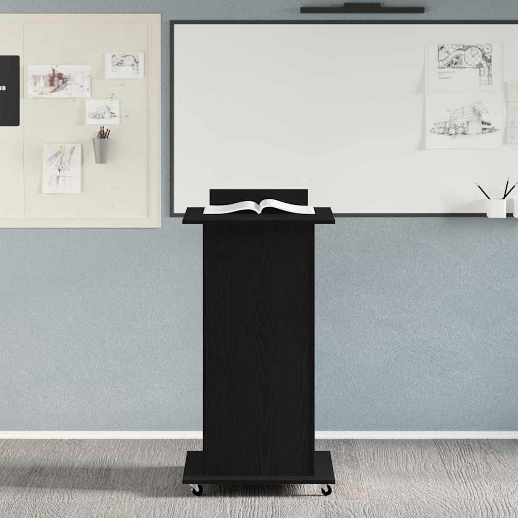 Podium med skuffe Sort eg 55 x 55 x 107 cm Konstrueret træ