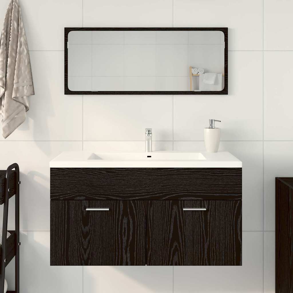 Badeværelsesmøbel sæt 2 stk. Sort eg 90 x 38,5 x 46 cm