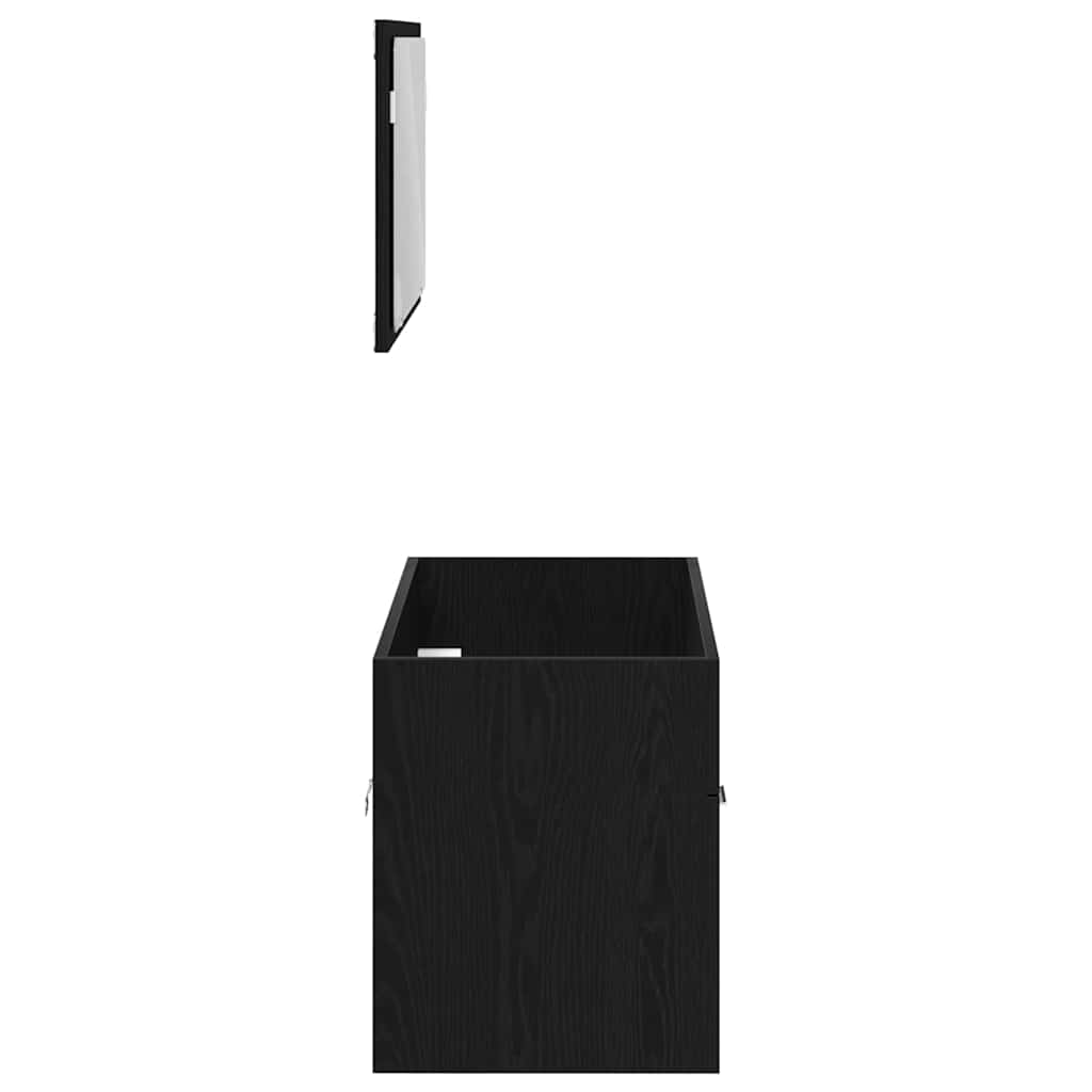 Badeværelsesmøbel sæt 2 stk. Sort eg 90 x 38,5 x 46 cm