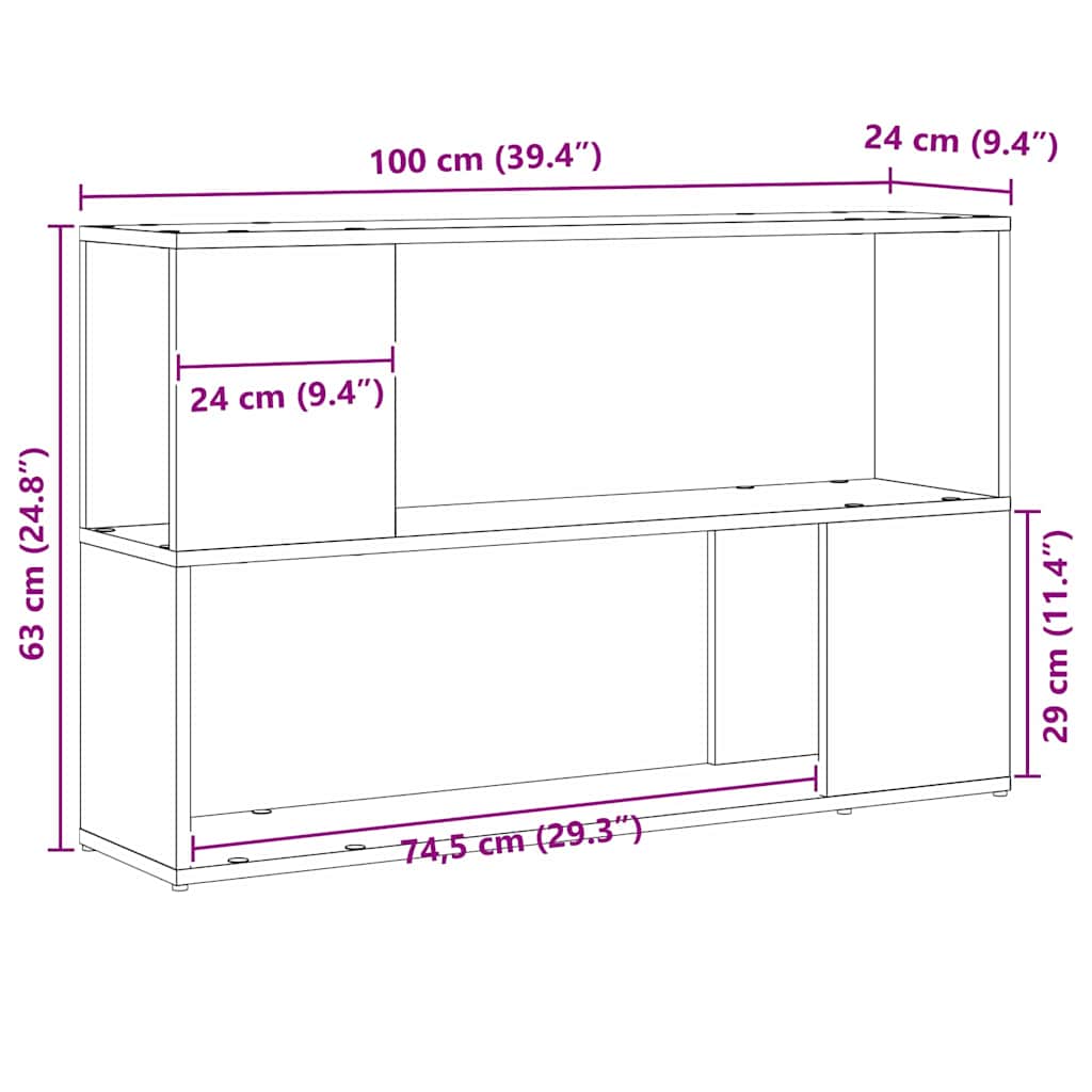 TV-møbelsæt Vægmonteret Sort 100 x 24 x 63 cm Konstrueret træ