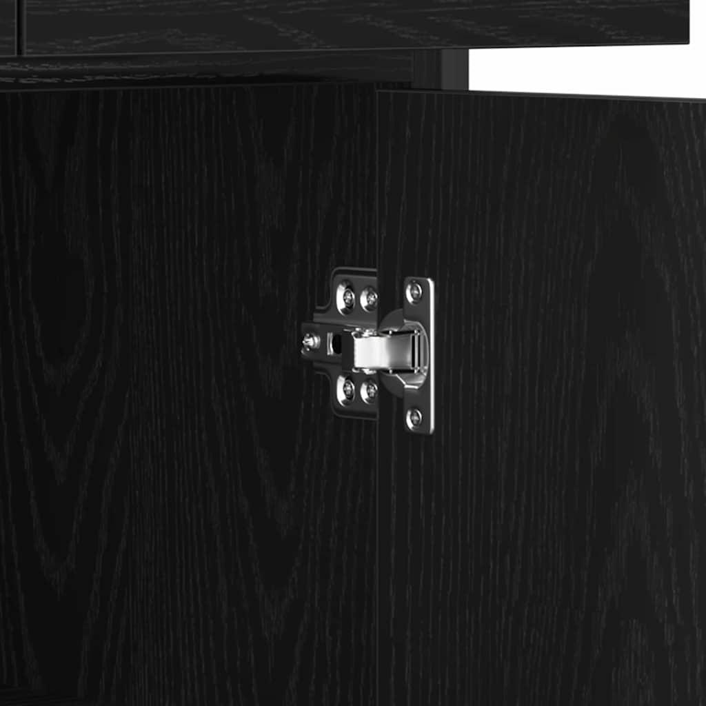 Sideboard med skuffe Sort eg 70 x 30 x 80 cm Konstrueret træ