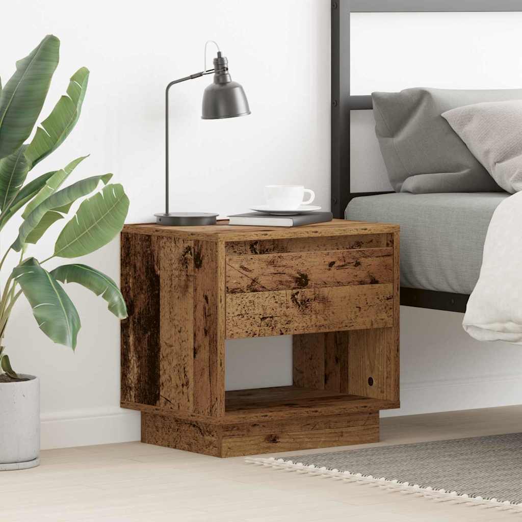 Natbord med skuffe Gammelt træ 45 x 34 x 44 cm Konstrueret træ billede
