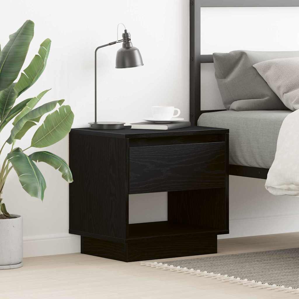 Natbord med skuffe Sort eg 45 x 34 x 44 cm Konstrueret træ billede