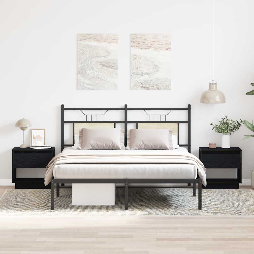 Natbord 2 pcs Sort eg 45 x 34 x 44 cm Konstrueret træ billede