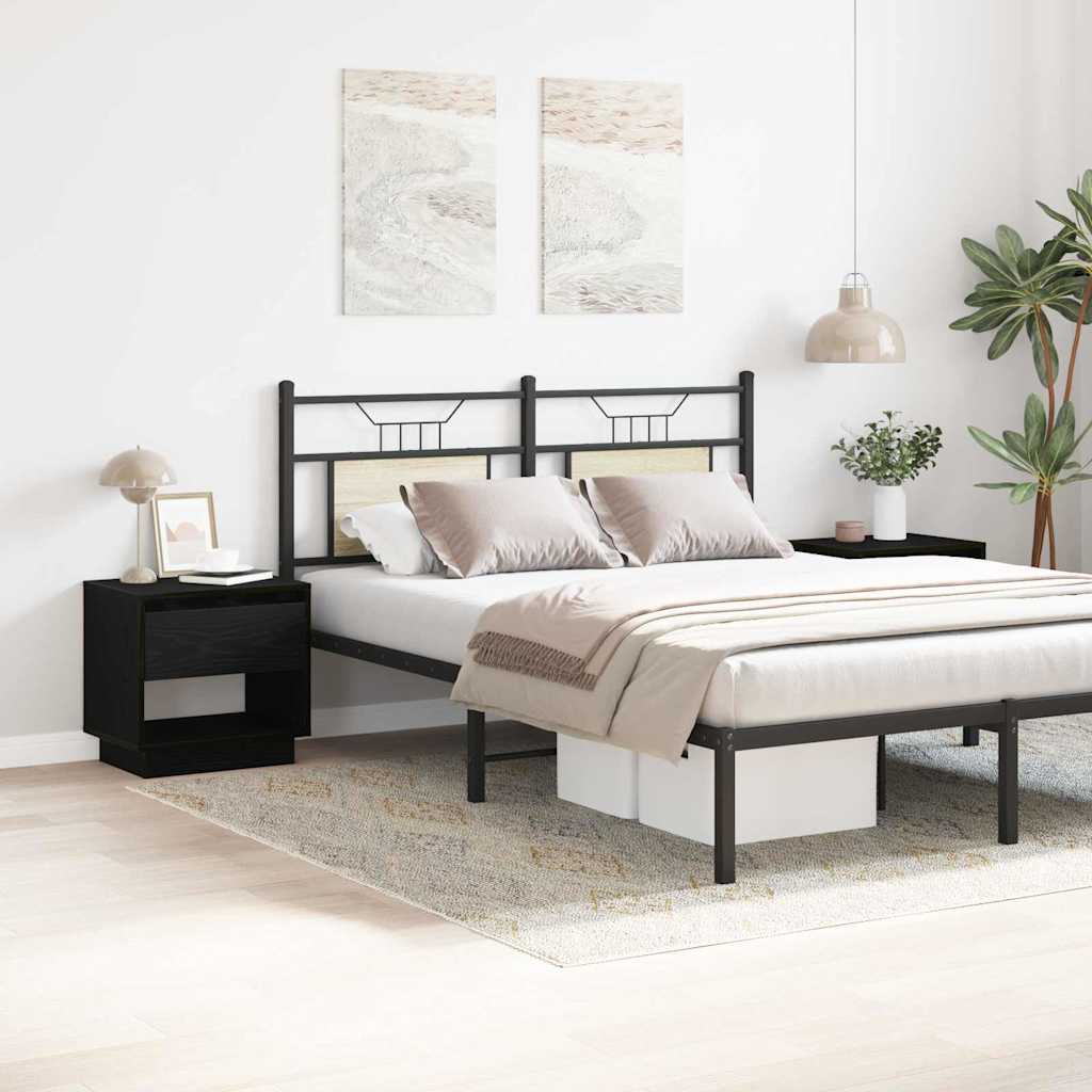 Natbord 2 pcs Sort eg 45 x 34 x 44 cm Konstrueret træ