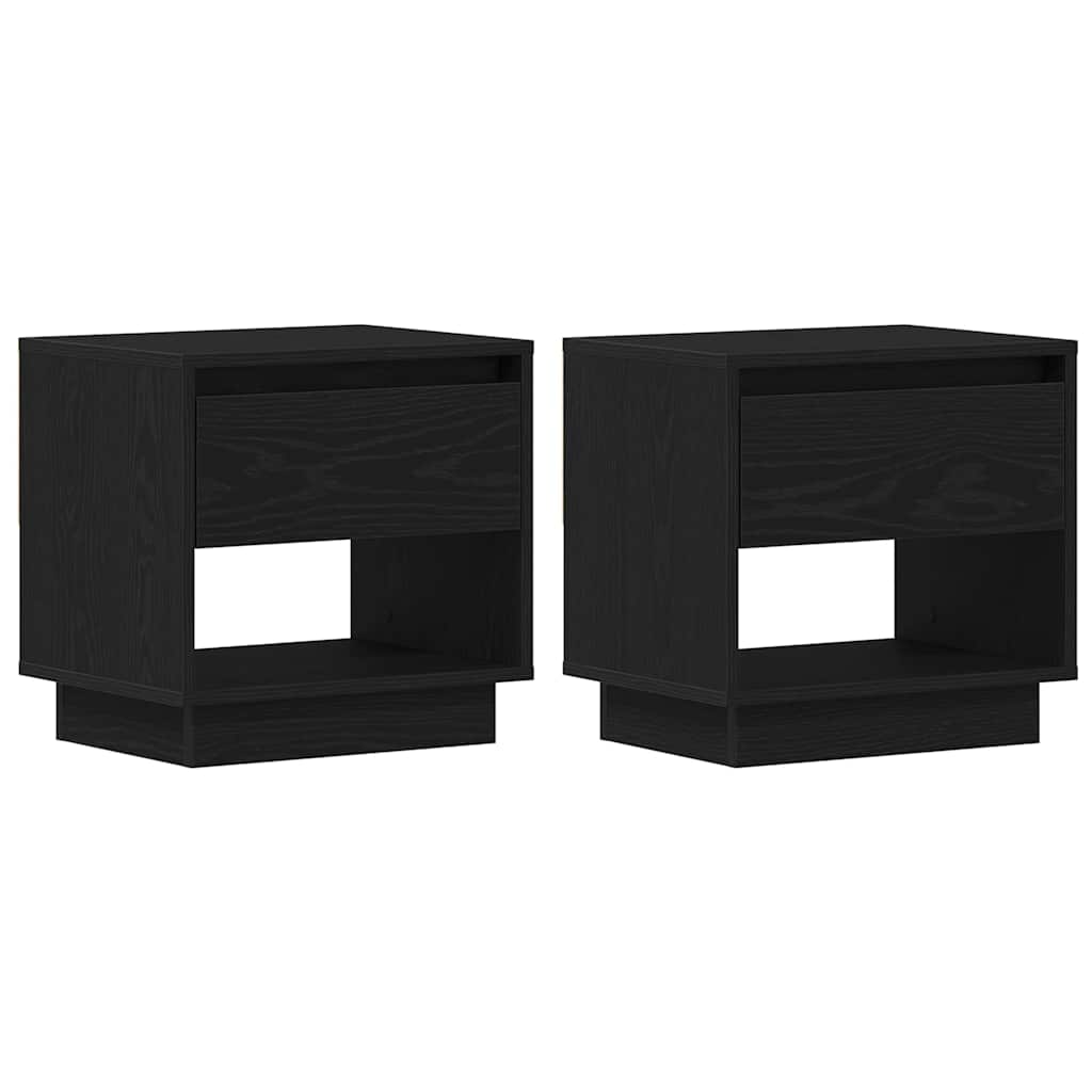 Natbord 2 pcs Sort eg 45 x 34 x 44 cm Konstrueret træ