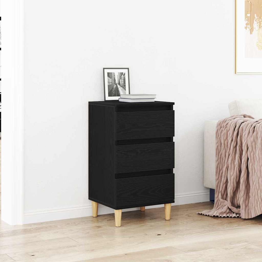 Natskab med skuffe Sort eg 40 x 35 x 70 cm Konstrueret træ billede