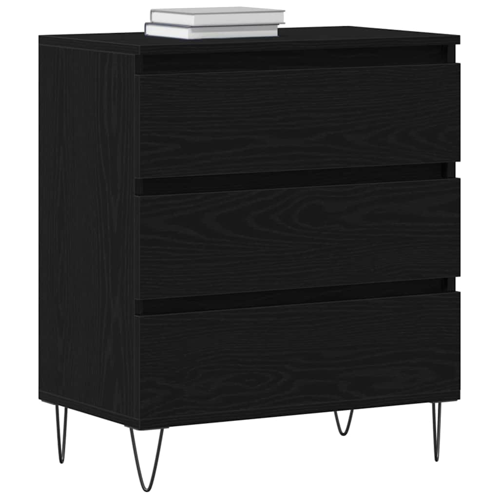 Sideboard med skuffe Sort eg 60 x 35 x 70 cm Konstrueret træ